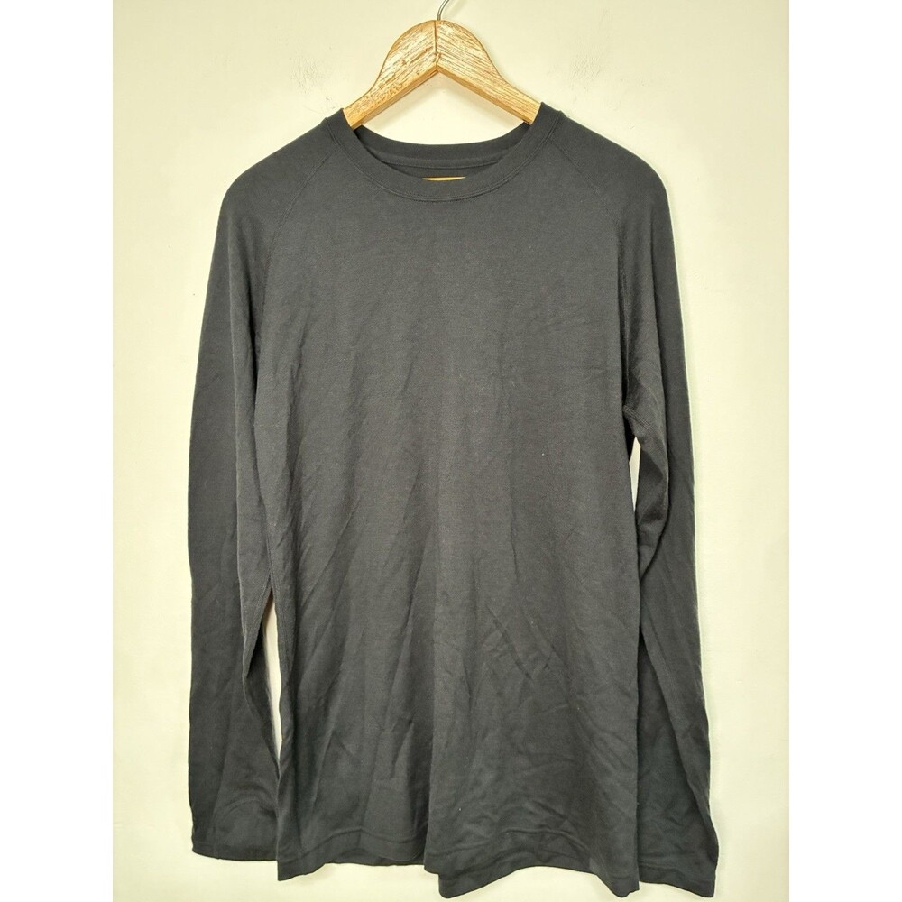 Ridge Merino Wool Long Sleeve Shirt Men’s Large Black Baselayer Outdoor Hiking